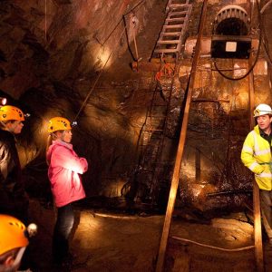 Honister mine tours - guide explaining to tourists